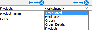 This shows the drop down that appears when you click on the down arrow that appears after clicking in the table field.